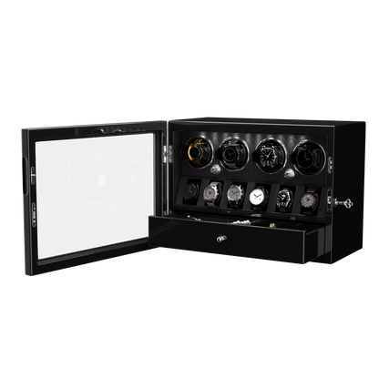 Uhrenbeweger 4 Uhren mit Display für 6 weitere Automatikuhren – Obsidian Schwarz