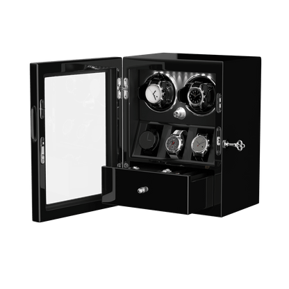 Uhrenbeweger 2 Uhren mit Display für 3 weitere Automatikuhren – Obsidian Schwarz