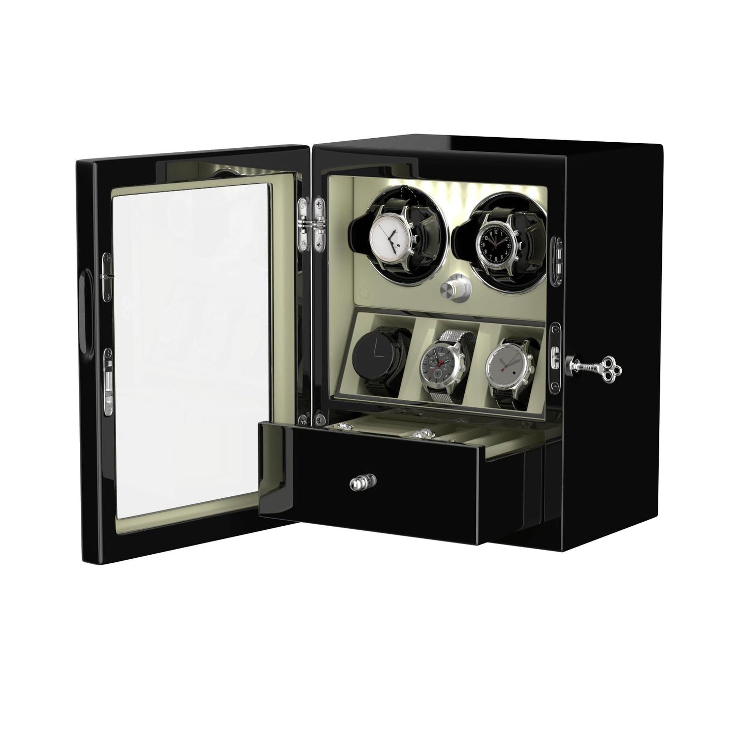 Uhrenbeweger 2 Uhren mit Display für 3 weitere Automatikuhren – Alabaster Weiß Kollektion