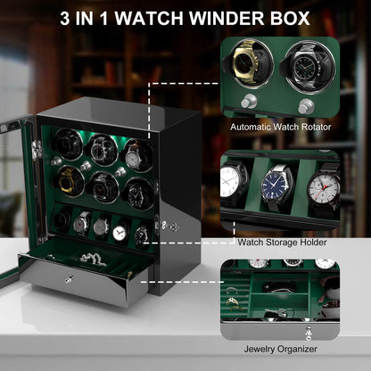 Uhrenbeweger 6 Uhren mit Display für 5 weitere Automatikuhren – Imperial Grün Kollektion