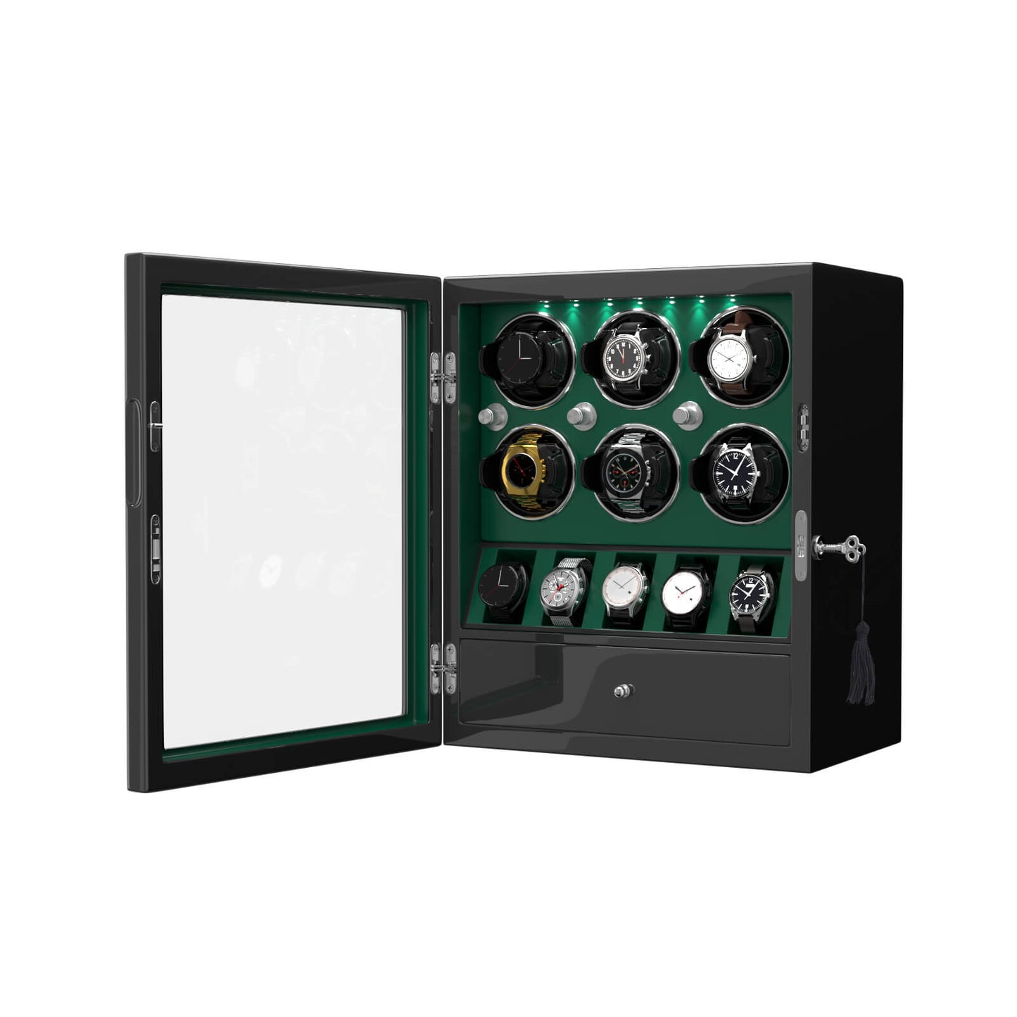 Uhrenbeweger 6 Uhren mit Display für 5 weitere Automatikuhren – Imperial Grün Kollektion