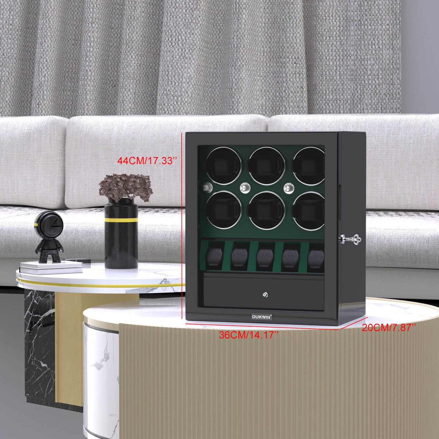 Uhrenbeweger 6 Uhren mit Display für 5 weitere Automatikuhren – Imperial Grün Kollektion