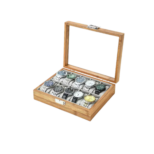 Boîte à Montre - 10 Emplacements – Bois – Intérieur Velours